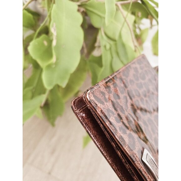 Escada Leopard Animal Print Brown Patent Leather Handle Hand Mini Bag Purse - Picture 6 of 11